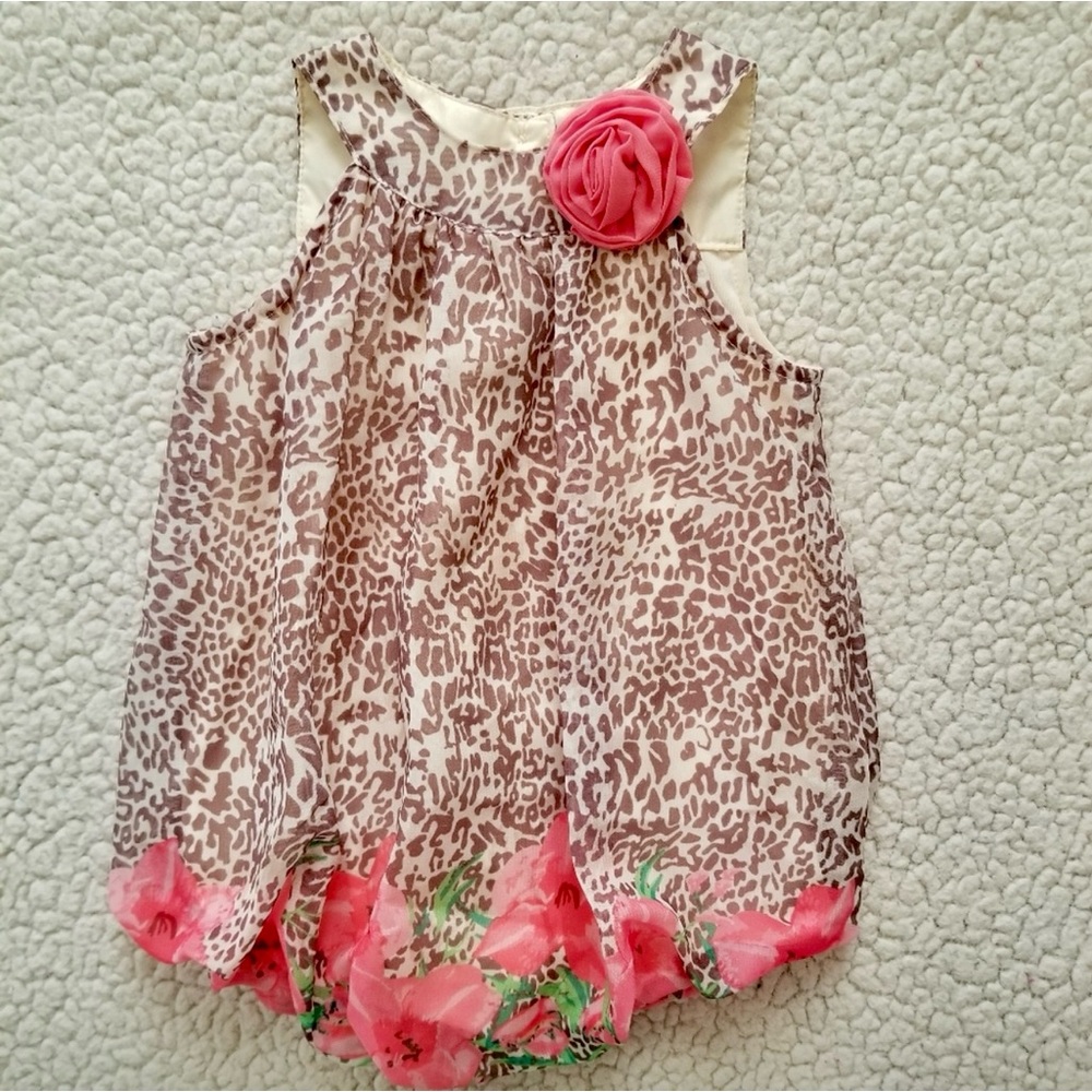 Blueberi Boulevard Baby Leopard Floral Bubble Romper 0-3M NWOT